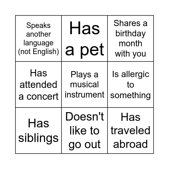 Find someone who... Bingo Card