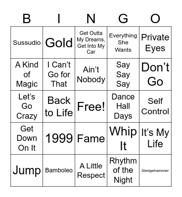 2026 80's Hits Round 2 Bingo Card