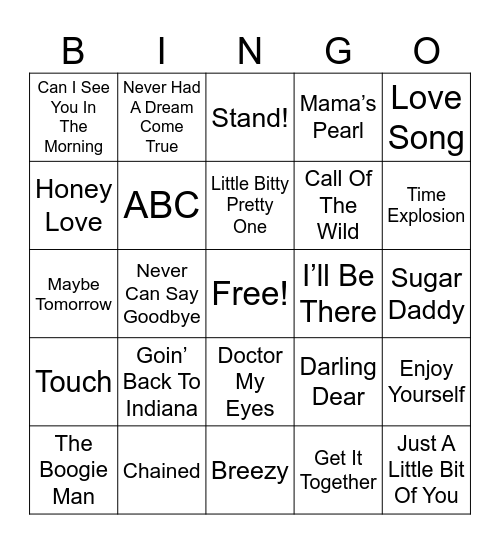 Michael Jackson Music Bingo Round 1 Bingo Card