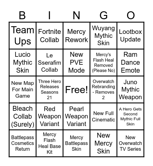 Eleyzhau Overwatch Spotlight Bingo Card