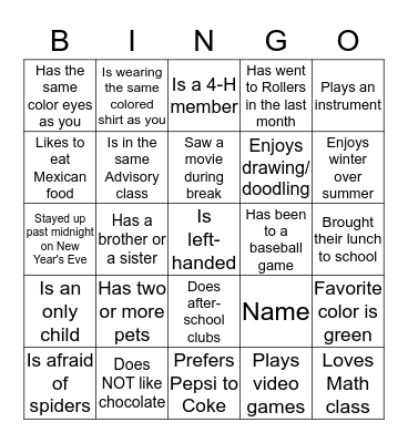 Find Someone Who.... Bingo Card