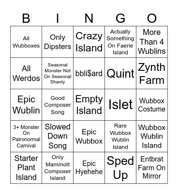 msm Bingo Card