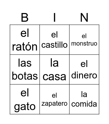 El gato con botas Bingo Card