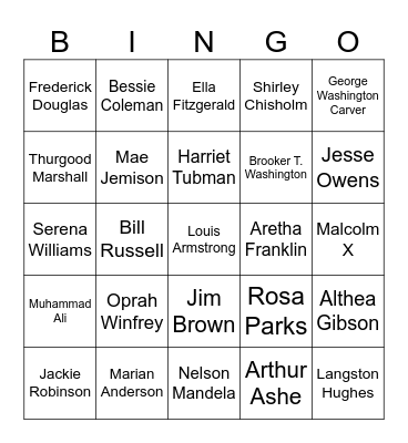 Black History Bingo Card