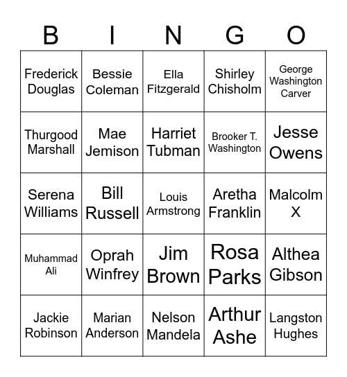 Black History Bingo Card