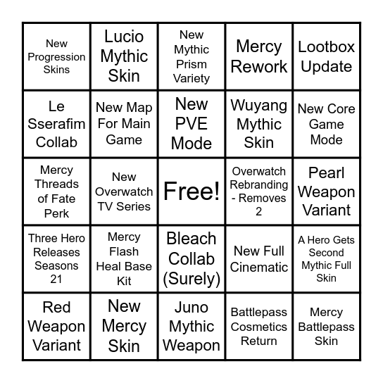Eleyzhau Overwatch Spotlight Bingo Card