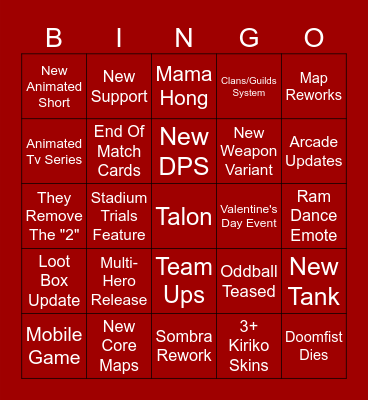 Overwatch Spotlight 2026 Bingo Card