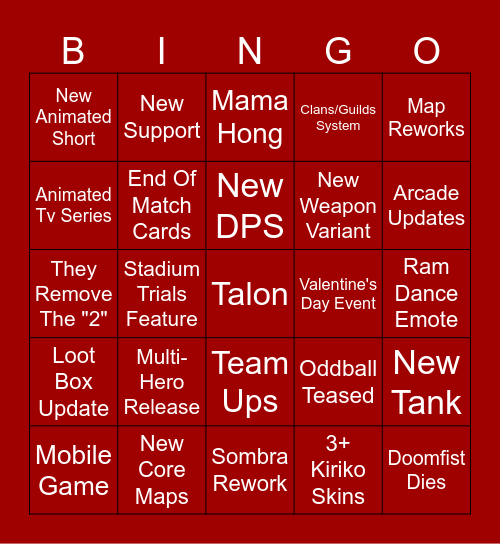 Overwatch Spotlight 2026 Bingo Card