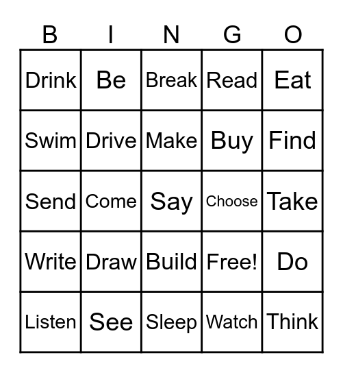 VERBS IN PAST PARTICIPLE FORM Bingo Card