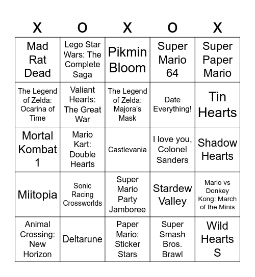 Steelcarriiiooooo's Hearts in Video Games Bingo [Round 2] Bingo Card