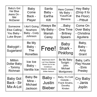 "Baby" Singo! Bingo Card
