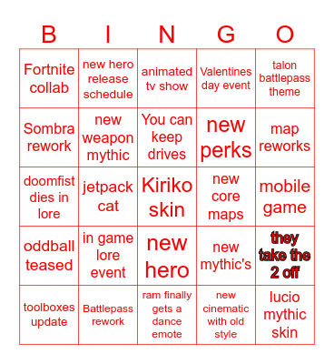 Overwatch spotlight Bingo Card