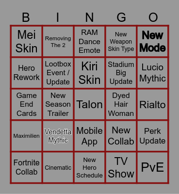 Overwatch Spotlight Bingo 26' Bingo Card