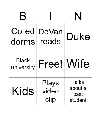 Bin Bingo Card