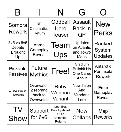 Overwatch Spotlight 2026 Bingo Card
