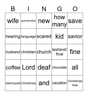 Bingo Card