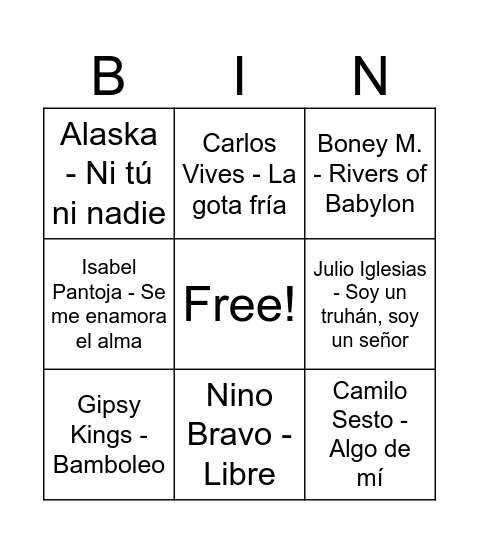 ALBERUELA MUSICAL Bingo Card