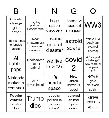 2026 Bingo Card
