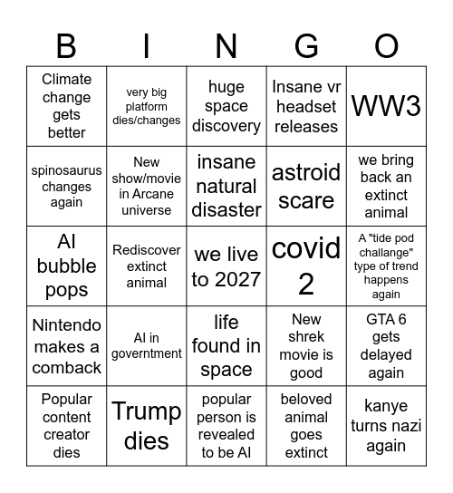 2026 Bingo Card