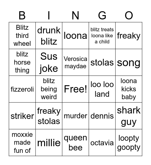 Helluva Boss Bingo Card
