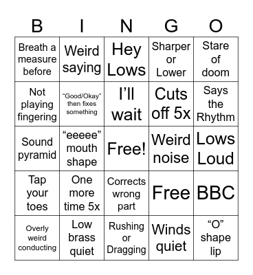 Band Bingo Card