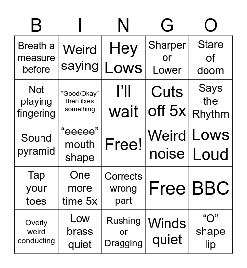 Band Bingo Card