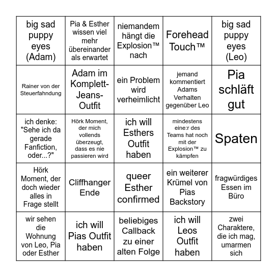 Spatort Folge 7: Das Böse in dir Bingo Card