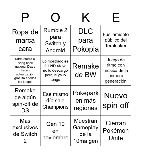 Poke bingo Card