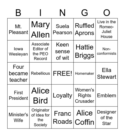 FOUNDERS DAY Bingo Card