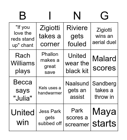 United Bingo Card
