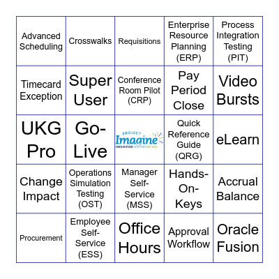 Project Imagine Bingo Card