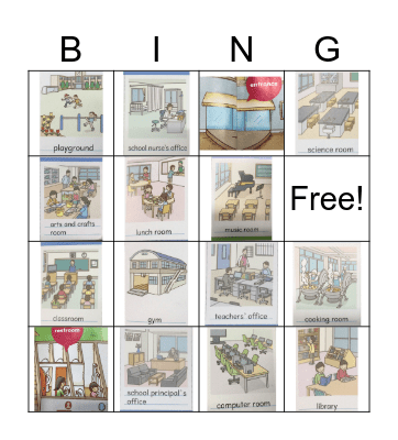 Rooms and places Bingo Card