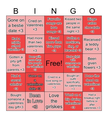 Galentines Bingo Card