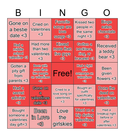 Galentines Bingo Card