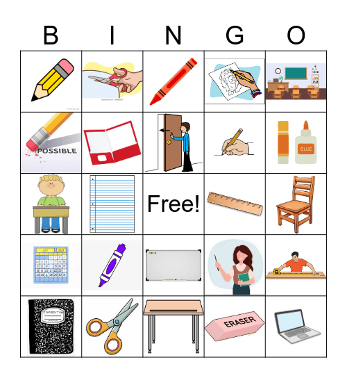 School Supplies Bingo Card