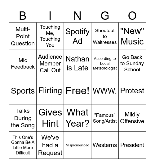 Trivia Bingo Card