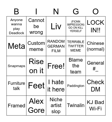 KTJPOAPH Bingo Card