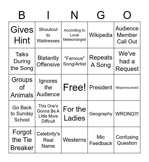 Trivia Bingo Card