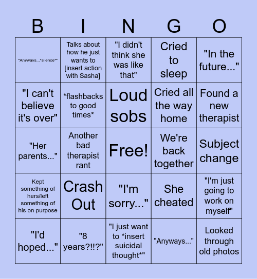 Crash Out BINGO Card