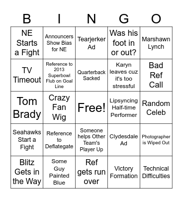 SUPERBOWL 2026 Bingo Card