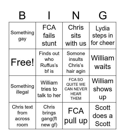 BB bingo Card