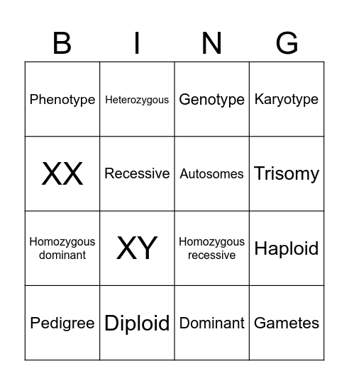 Bio: Genetics Bingo Card