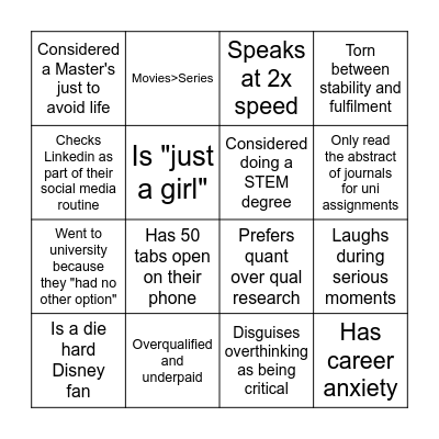 Room 2 Be For Real Bingo Card
