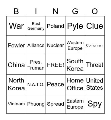 Cold War Bingo Card