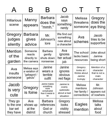 Abbott Elementary Bingo Card