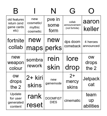 overwatch spotlight Bingo Card