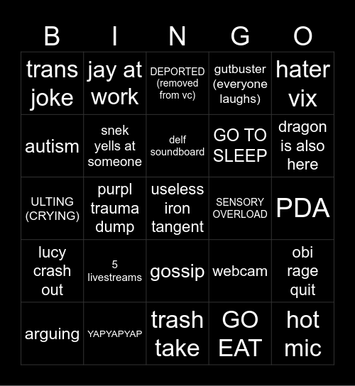 we aint good people bro Bingo Card