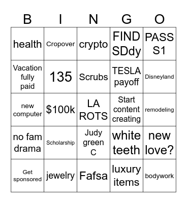2026 year card Bingo Card