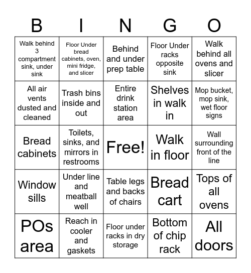 Cleaning Bingo! Bingo Card