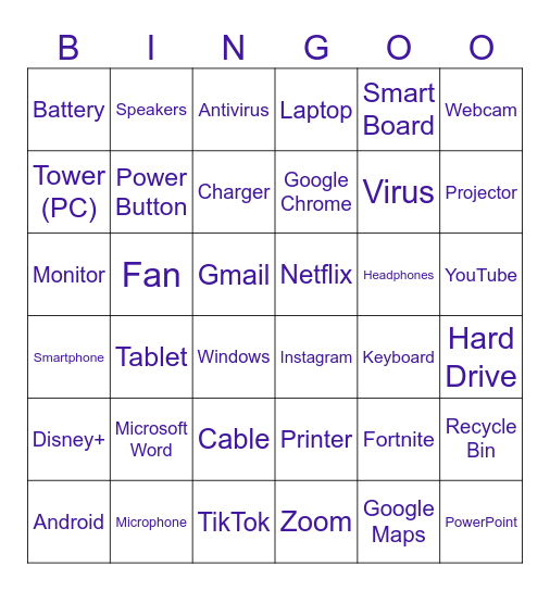 Technology Bingo Card